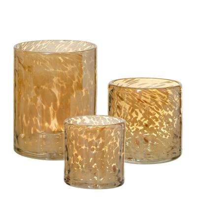 China Wholesale Cheap Price Home Decoration Hand Blown Recycled Hurricane Glass Colored Candle Holder Amber Mexican Glass Tumbler for sale