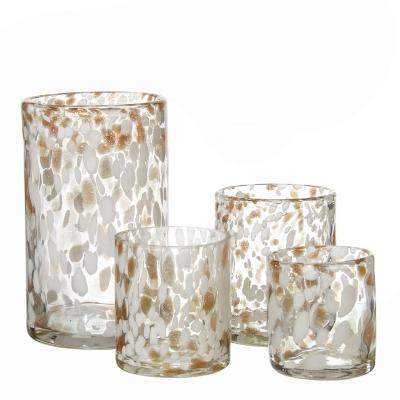 China Home Decoration Amazon Hit Recycled Candle Holder Mexican Hurricane Style Multi Color Hand Blown Glass Tumbler for sale