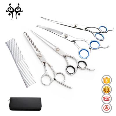 China Pet Scissors Set Stainless Steel Pet Grooming Scissors Kit Set for Dogs and Cats for sale