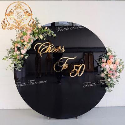 China Luxury Plastic Acrylic Black Round Stage Stand Backdrop For Event for sale