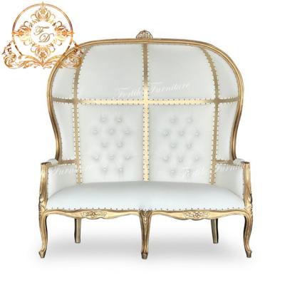 China Modern Birdcage Shape Wedding Restaurant Used Leather Wood Frame PU King Throne Chair for sale