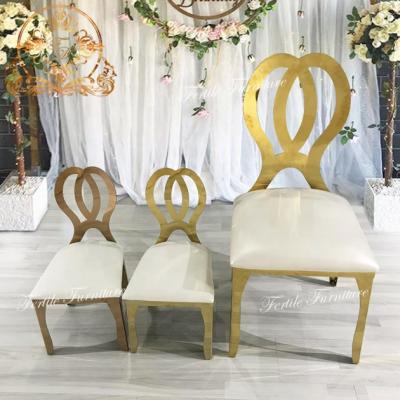 China Modern Hotel Restaurant Party Banquet Kids Light Up Gold Metal Child Chair for sale