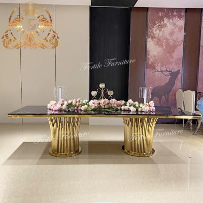 China Modern Luxurious Stainless Steel Flower Shape Table Top Base Customized Table Wedding for sale