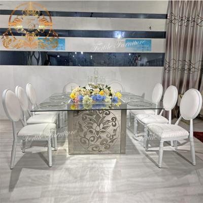 China Modern Silver Style Base Dining Table Set Dining Room Furniture for sale