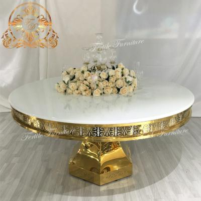 China Modern Round MDF Top Led Light Gold Restaurant Used Round Banquet Table For Sale for sale