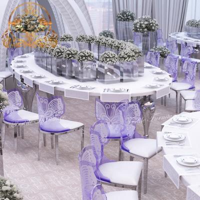 China Modern Wedding Furniture Legs MDF Silver Wedding Steel Table for sale