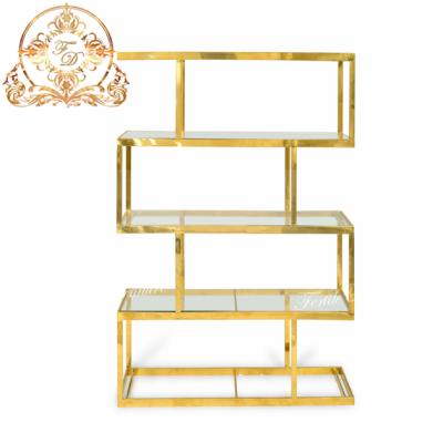 China Morden Tempered Glass White Top Stainless Steel Modern Gold Commercial Used Wine Rack for sale