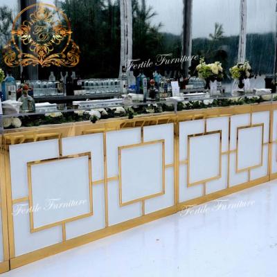 China Modern event supplier sales light outdoor gold frame rectangle bar table counters for sale