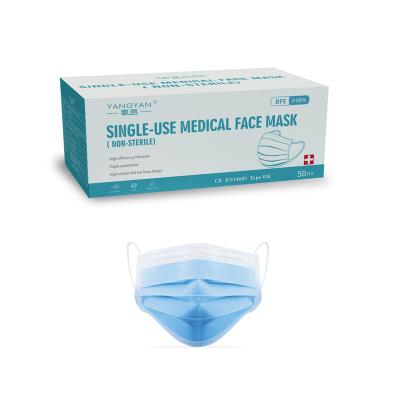 China EN 14683 Breathable Type IIR 3 Layers Single Use Face Mask Surgical Disposable Medical Mask for sale