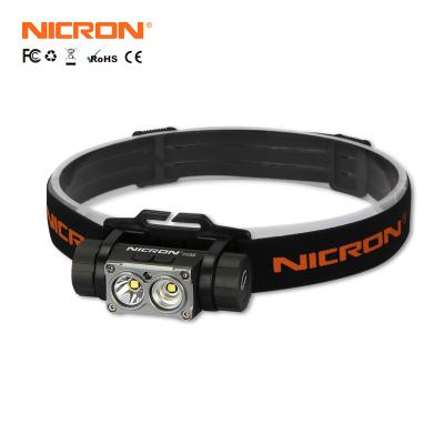 China Industry Repair NICRON H35 Aluminum Rechargeable Headlamp In Headlamps For Hunting Survival Rechargeable Tactical Headlamp With Red Light for sale