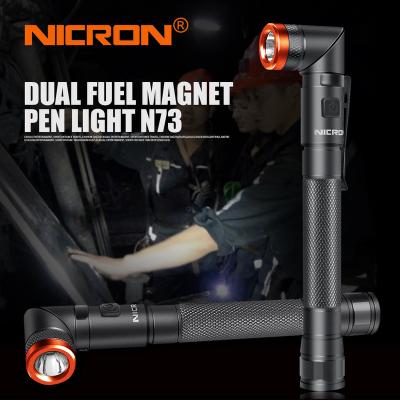 China 90 DEGREES TURN & MAGNETIC TAIL PAC low price NICRON N73 rotating new Canton rechargeable magnetic pen flashlight portable pen light for sale