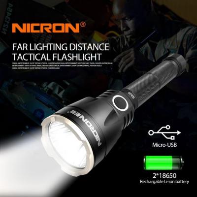 China Nicron B200 Industrial Self Defense Tactical Flashlight Torches Rechargeable Bottom Mount Flashlights Torch With Attack Head for sale