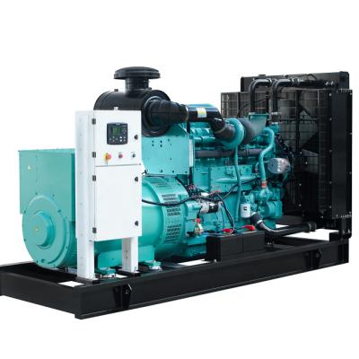 China Main power 500KVA diesel generator set with Cummins Engine KTA19-G3A open type with low price 400KW fuel tank 8 hours 3500mm*1350mm*2000mm genset for sale