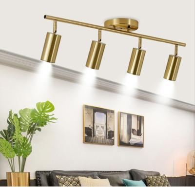 China Modern Brass Surface 3 Lights Led Track Light Nordic Ceiling GU10 LED Track Light Fixture for sale