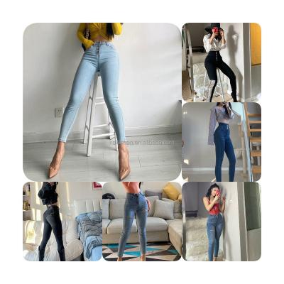 China Popular Fashion Women's Skinny Pants Skinny Classic Basic Denim High-waisted Breathable Skinny Jeans Pants Women's Elastic Jeans W for sale