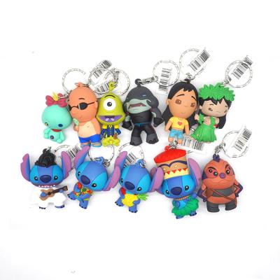 China Decoration Gift Movie Marvel Deadpool Stitch Number Key Chain OEM PVC Plastic Key Ring Toys for sale