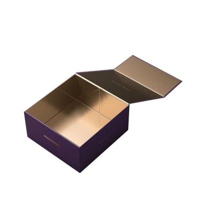 China Luxury Handmade Solid Color Aluminum Wedding Use Folding Magnetic Gift Box Advertised For Bridesmaid Gift Package for sale