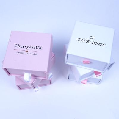 China Hot Handmade Wholesale Drawer Style Cardboard Stamp Brand Bangle Trinket Jewelry Boxes With Velvet Insert for sale