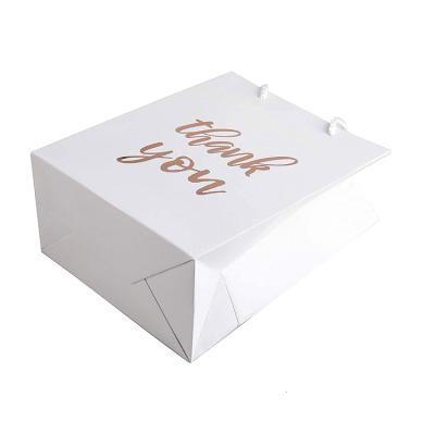 China Recycled Universal White Paper Bag For Jewelry Foil Logo Thank You Paper Gift Bag for sale