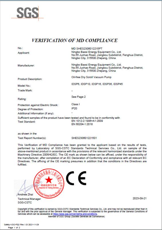 CE - Ningbo Baosi Energy Equipment Co., Ltd.