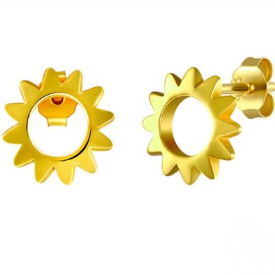 China 2021 hot sale fashion gold plated gear gold circle eco-friendly earrings big stud creative women's ear style for sale