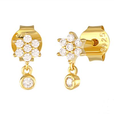 China Luxury Diamond Gold Plated Shiny Stud Earring 18K Gold Eco-friendly Hot Sale New Big Style Plated Fashion Ear Drops For Women for sale