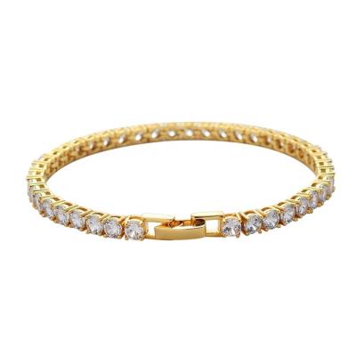 China Wholesale Good Clasp 3mm 4mm Zircon Tennis Bracelet Hip Hop Jewelry Gold Silver Mens CZ Brass 5mm Bracelet New Plating Iced Out for sale