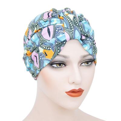 China New Style Daily Life Hair Accessories Twist Head Turban Ethnic Floral Spring Wrap Hijab Women Flower Twisty Chemo Hat Twist Turban For Women for sale