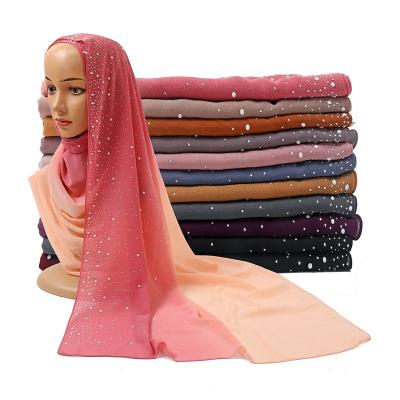 China New Comfortable And Breathable Fashionable Hand Painted Gradient Color Hijab Warm Drilling Muslim Scarf For Women for sale