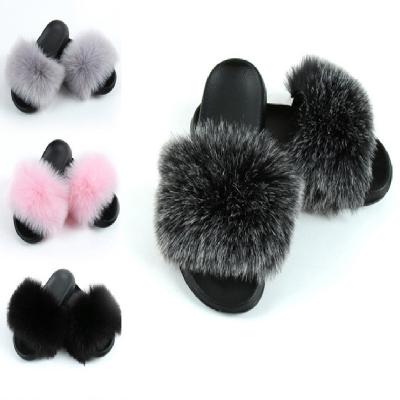 China Fashion Trend Custom Women's Furry Slippers Home Slippers Designer Slides Real Fur Slippers Women's Furry Sandals for sale