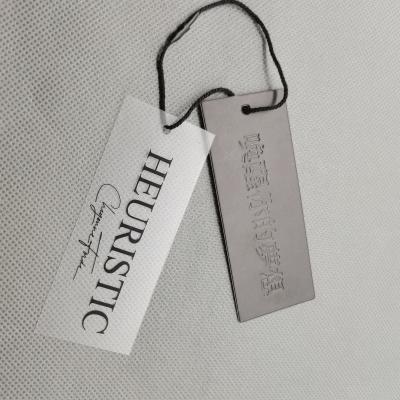 China Custom Embossed Recyled Logo Paper Card Recycled Garment Tags Paper Hangtag for sale