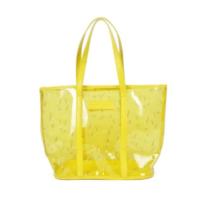 China Lightweight Yellow Transparent Bag PVC Handbag Shoulder Bag Beach With Custom Logo for sale