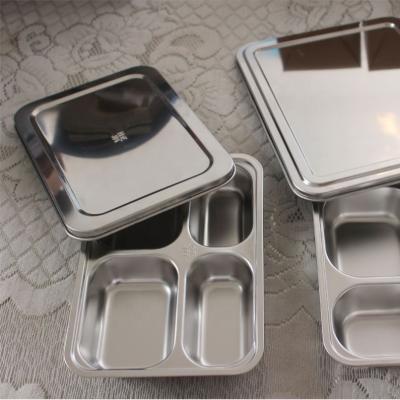 China Sustainable 304 Stainless Steel Dinner Dish For Hospital School And Company Fast Food Tray Compartment Dish for sale