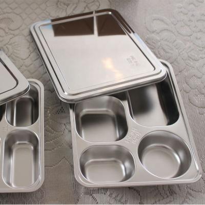 China Sustainable Hot Sales Stainless Steel Fast Food Dish Container Durable Metal Dinner Dishes For Canteen for sale