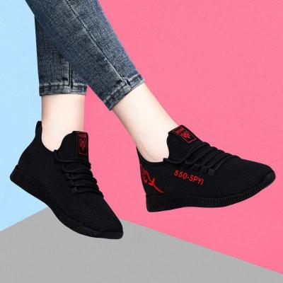 China Cushioning 2022 New Arrival Women's Rose Print Breathable Mesh Upper Sneakers Cotton Sports Lightweight Flat Unique Casual Shoes for sale