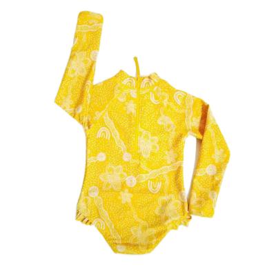 China Non-Toxic Lace Stripes Rashguard Baby Onesie Baby Onesie Swimwear UPF 50 Long Sleeve Sun Protection Little Girl Bikini One Piece Bikini for sale