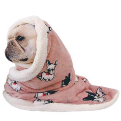 China Travel Double-Layer Print Sherpa Flannel Fall And Winter Blanket Pet Blanket for sale