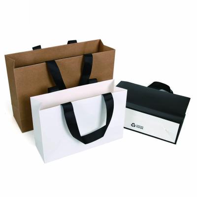 China Hot Sale Recyclable Recycle Customized Paper Bags Gift Packing Bag With Your Own Logo And Ribbon for sale