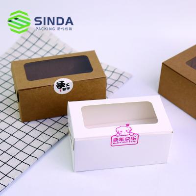 China Recycled Materials Wholesale Food Grade Wrapping Paper Salad Food Take Out Package Box With Window for sale