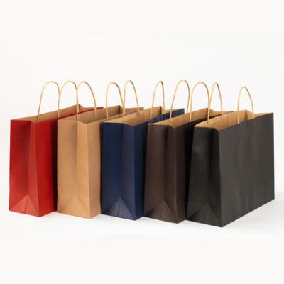 China Custom Recycled Materials Kraft Paper Bag Handbag Gift Packaging Bag Clothing Bag Wholesale for sale