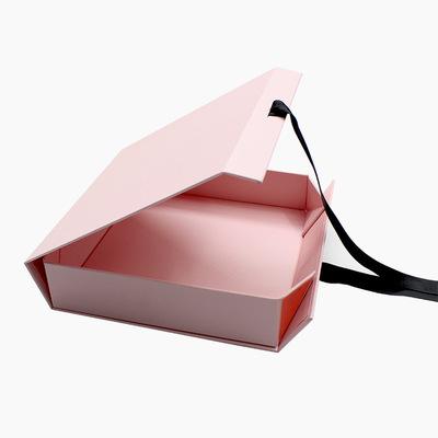 China Chinese Materials Manufacturer Recycled Hardboard Folding Cardboard Custom Printing Paper Magnetic Gift Box With Ribbon for sale