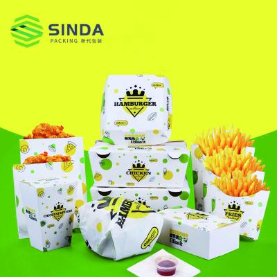 China Recycled Materials Food Take Out Box, Paper Donut Packaging Box, Printed Paper French Fries Cone for sale