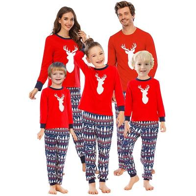 China Family Breathable Couples Matching Christmas Pajamas Set Kids Sleepwear Cartoon Deer Family Christmas Pajamas Along for sale