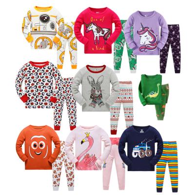 China 2021 High Quality Breathable 2PCS Kids Cotton Pajamas Set Girls Sleepwear Nightgowns Kids Long Sleeve Cartoon Cotton Pajamas Set for sale