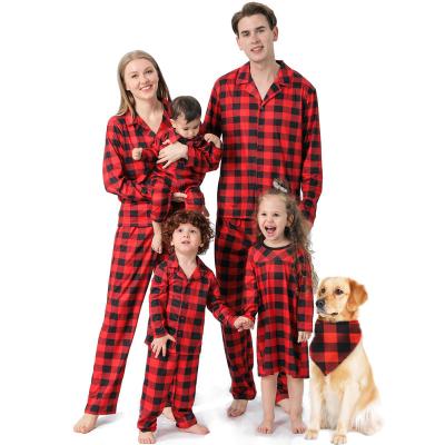 China 2022 Breathable European Christmas and American Christmas Family Plaid Parent-child Pajamas Luxury Set for sale