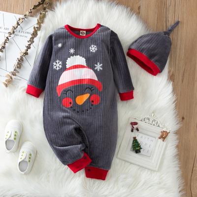 China Baby Enssy Cartoon Flannel Snowman Anti-Shrink Flannel Winter Christmas Toddler Jumpsuit Kids Clothes Soft Rompers for sale