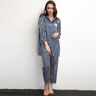 China Breathable Direct Silk Summer Pajamas Ice Factory Ladies Women 7 Piece Summer Pajama Set Long Sleeve for sale