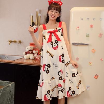 China Enssy 2022 Wholesale Custom Cute Women's Breathable Cartoon Pajamas Women's Wear Sleepwear Night Home Dress For Girls for sale