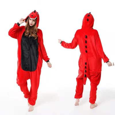 China Breathable Autumn and Winter Cartoon Women's Adult Thickened Flannel Couples Dinosaur Onesie Long Sleeve Onesie for sale