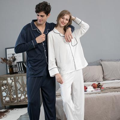 China New Enssy Couples Breathable Large Size Pajamas Spring And Autumn Sleepwear Wear 2 Pieces Of Pajamas Set Sleepwear for sale